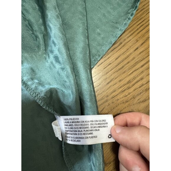 A New Day Teal Tiered Babydoll Dress‎ V Neck Lagenlook Size XXL Metalic Flowing - Picture 9 of 11